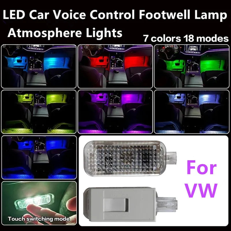 2X LED Car Footwell Light Voice Control Lamp Accessories For VW Golf 4 5 6 MK4 MK5 MK6 Jetta Passat B5 B6 B7 B8 CC Polo 6R 9N UP