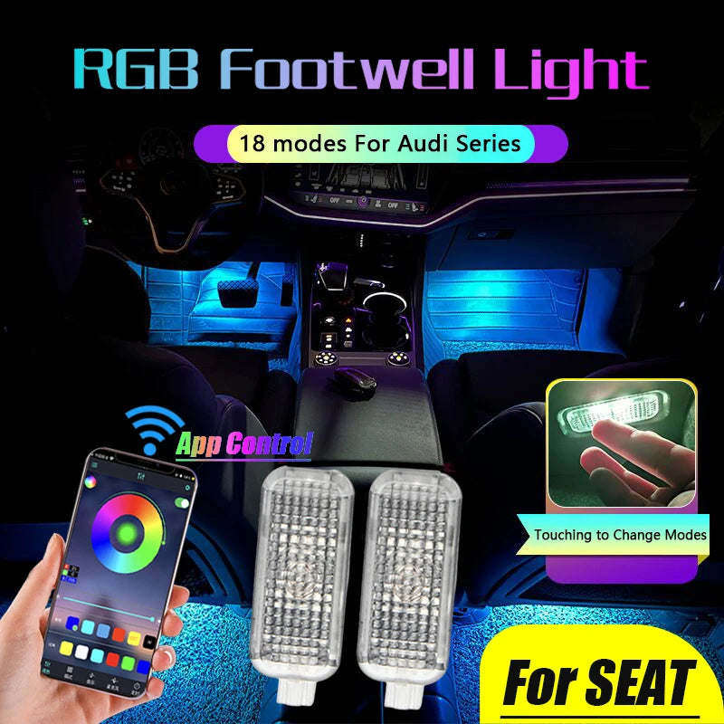 For SEAT Leon 2013 2014 2015 2016 2017 2018 2019 12V LED Car Footwell Lamp Atmosphere Lights Interior Decoration Accessories