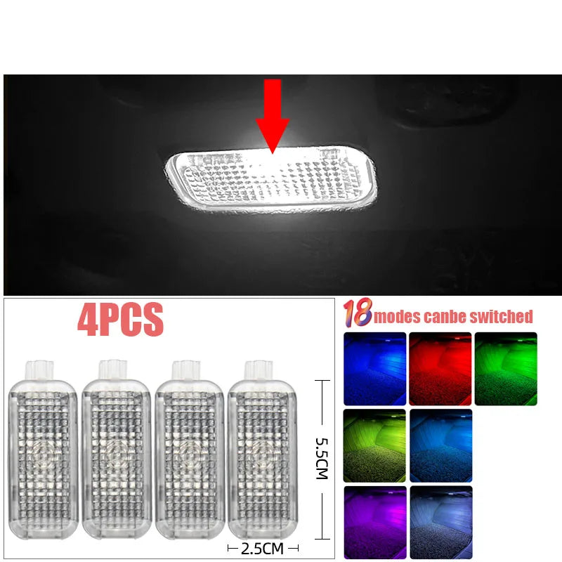 For SEAT Leon 2013 2014 2015 2016 2017 2018 2019 12V LED Car Footwell Lamp Atmosphere Lights Interior Decoration Accessories