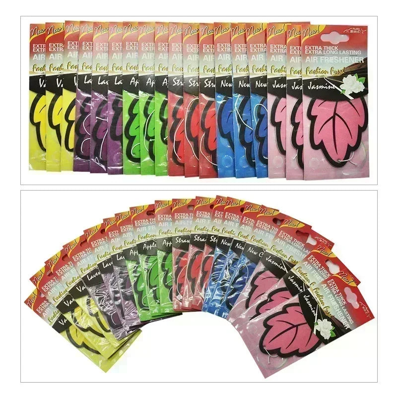 3-60pcs Car Air Freshener Natural Scented Tea Paper Auto Hanging Vanilla Perfume Fragrance Leaf Shape Car Accessories Interior