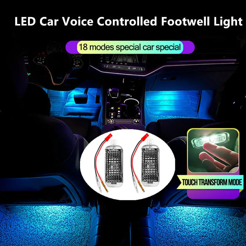 2X LED Car Footwell Light Voice Control Lamp Accessories For VW Golf 4 5 6 MK4 MK5 MK6 Jetta Passat B5 B6 B7 B8 CC Polo 6R 9N UP