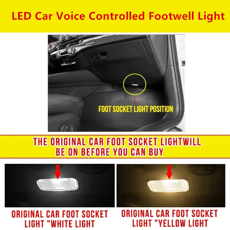 2X LED Car Footwell Light Voice Control Lamp Accessories For VW Golf 4 5 6 MK4 MK5 MK6 Jetta Passat B5 B6 B7 B8 CC Polo 6R 9N UP