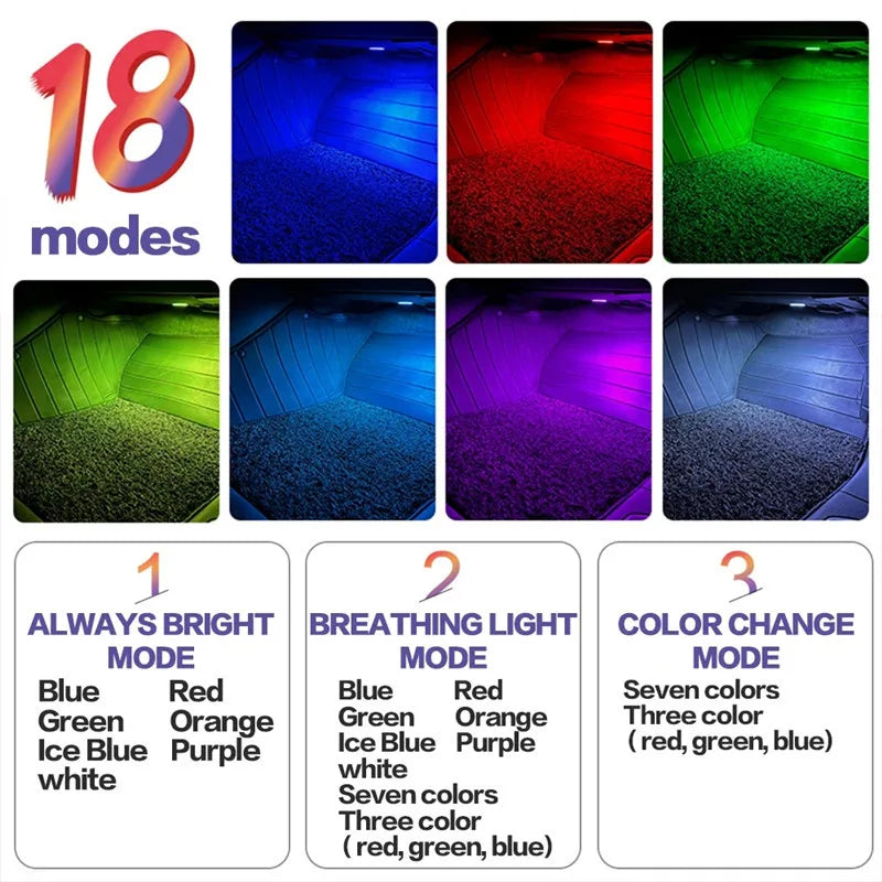 2X LED Car Footwell Light Voice Control Lamp Accessories For VW Golf 4 5 6 MK4 MK5 MK6 Jetta Passat B5 B6 B7 B8 CC Polo 6R 9N UP